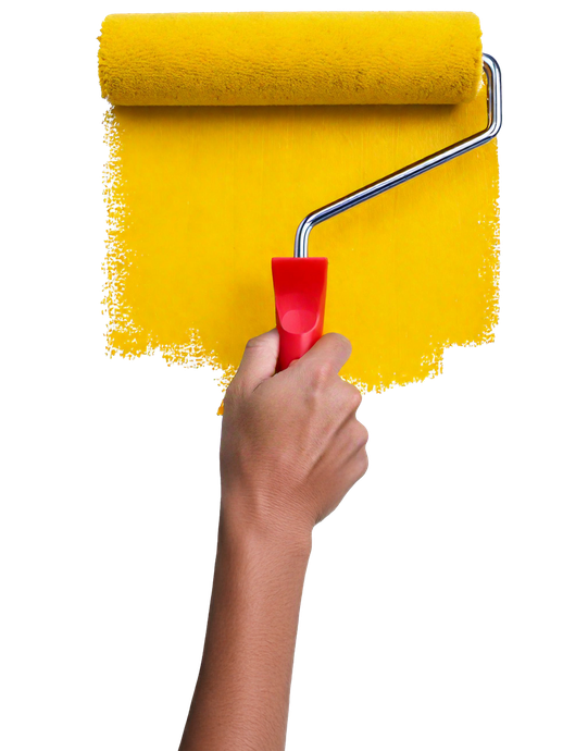 Rouleau de peinture jaune