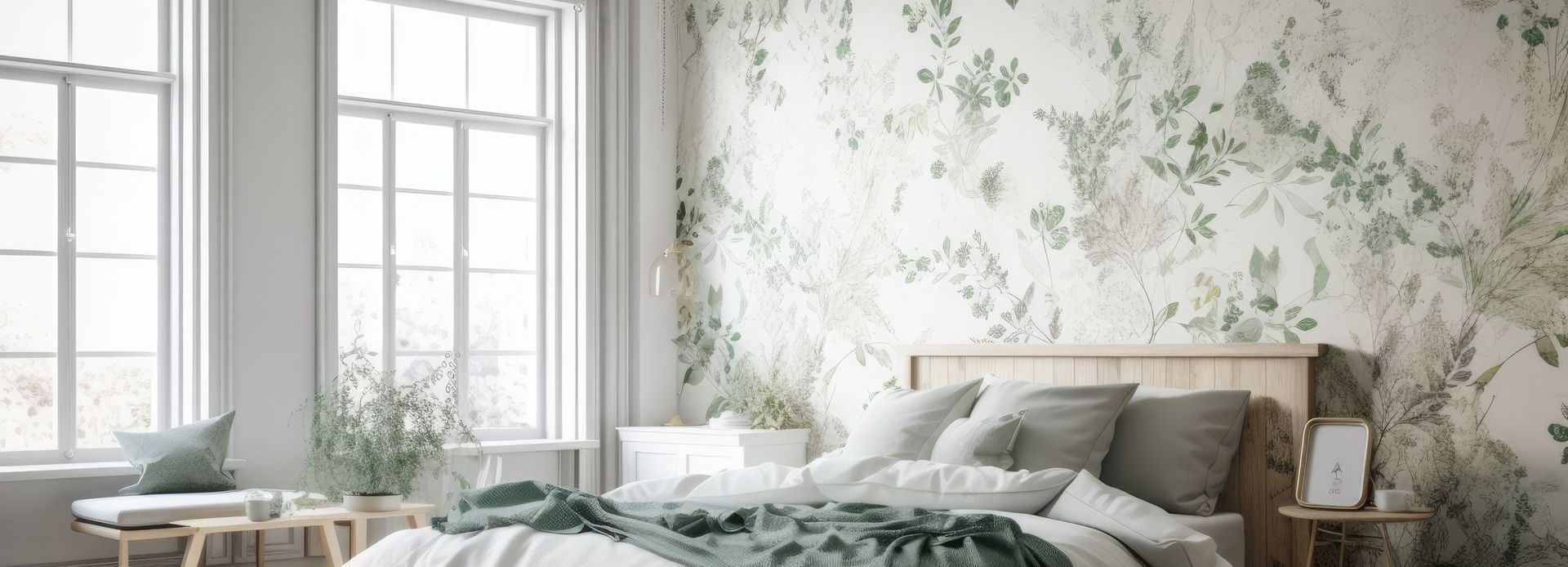 Mur avec un papier peint aux motifs fleuris