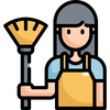 Icon einer Frau mit Besen