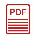 Icône de document PDF rouge avec un coin plié et des lignes horizontales