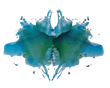Una salpicadura de pintura azul y verde sobre un fondo blanco