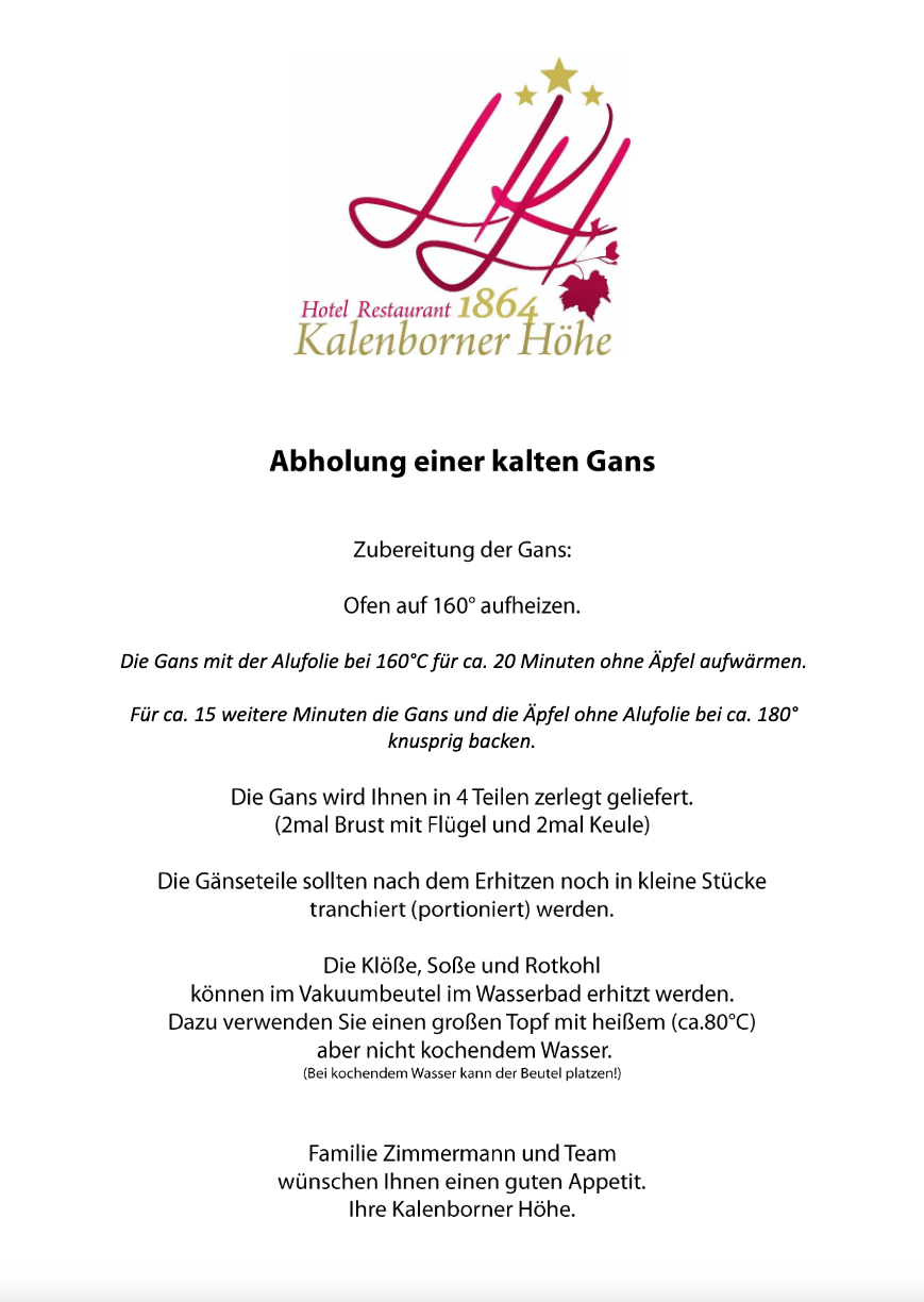 Anleitung kalte Gans