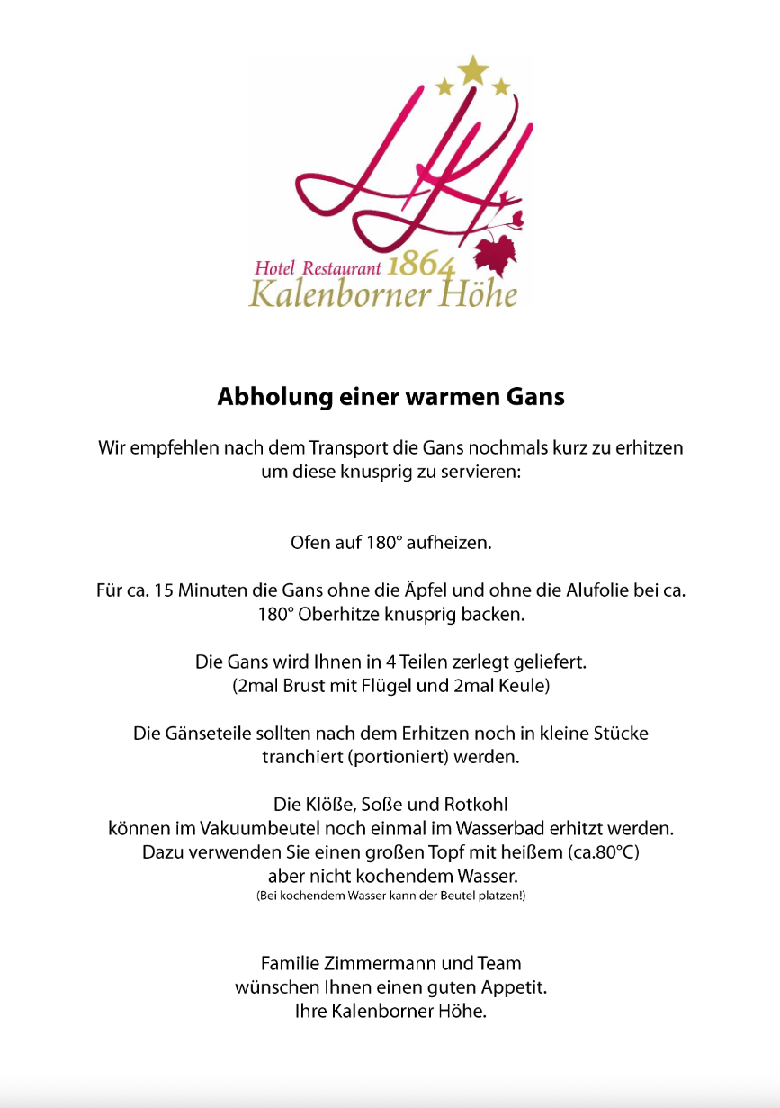 Anleitung warme Gans