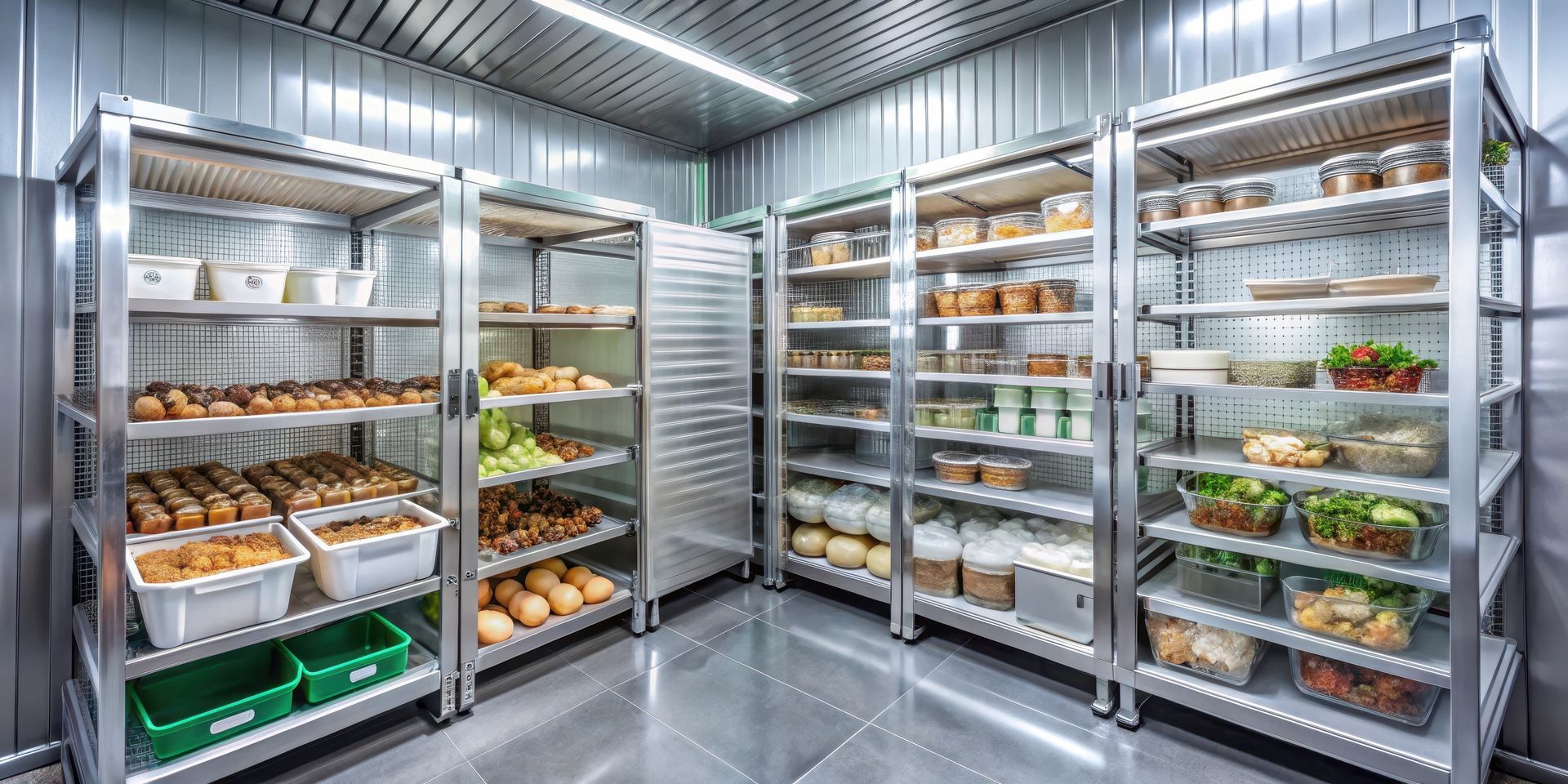 Une chambre froide avec des denrées alimentaires