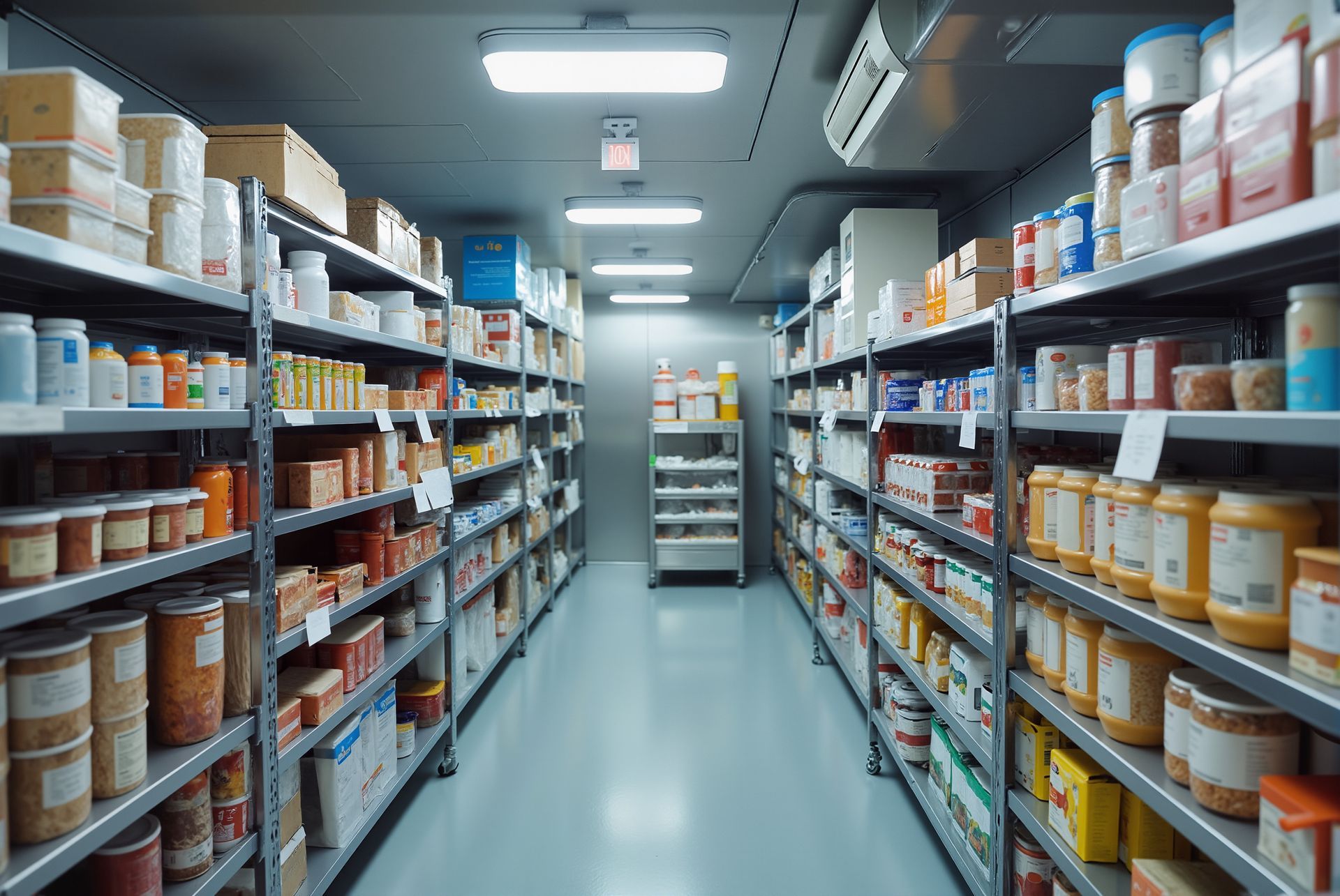 Des produits alimentaires conservés dans une chambre froide