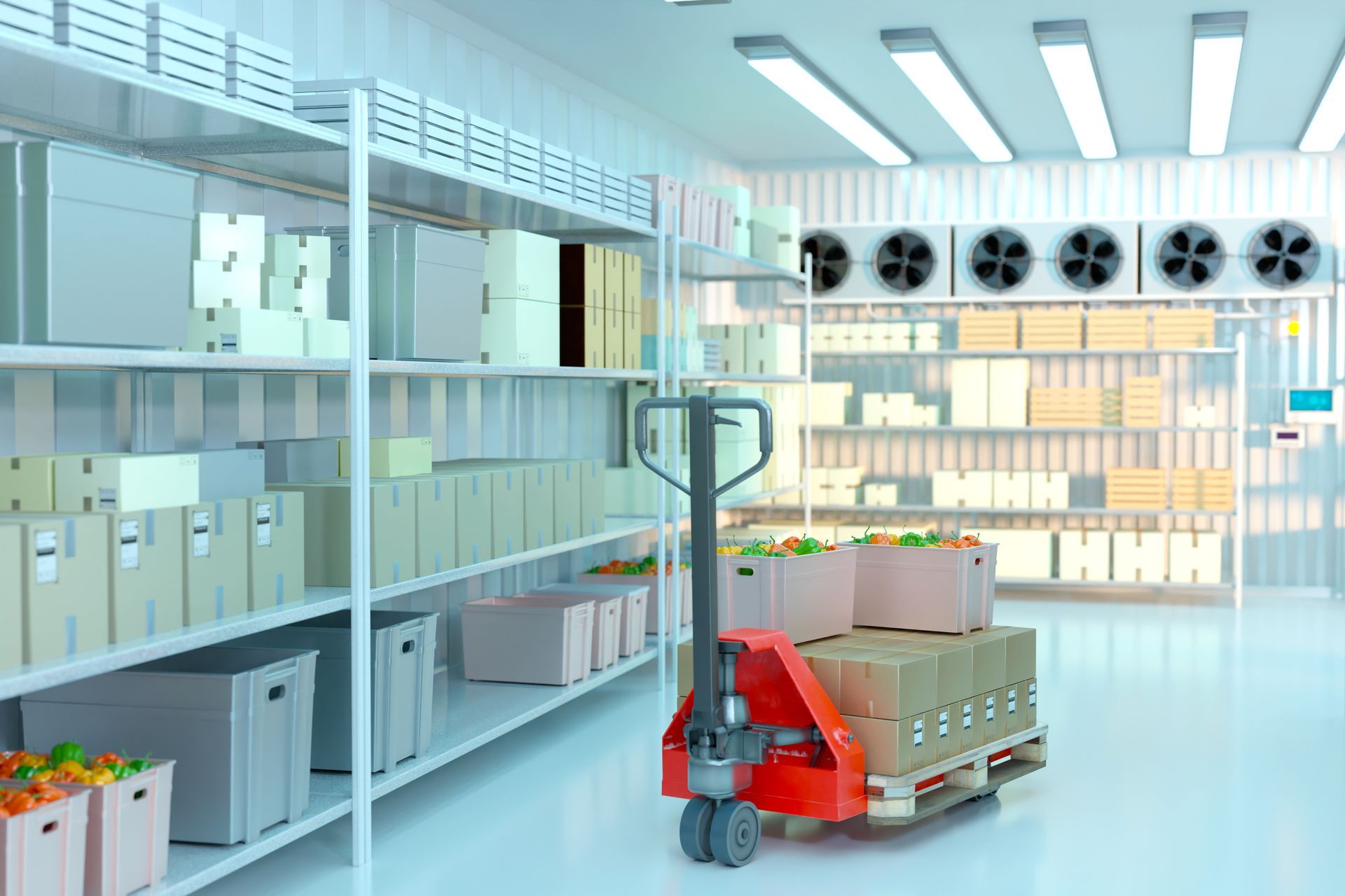 Une chambre froide dédiée au stockage de produits alimentaires