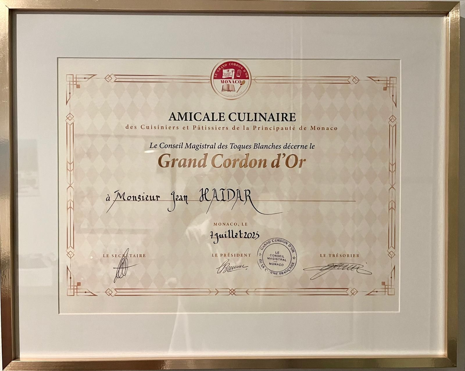 Intronisation de notre Chef Jean chez les Grand Cordon d'Or de France - Monaco