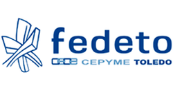 Logotipo azul de Fedeto con un icono geométrico estilizado y el texto