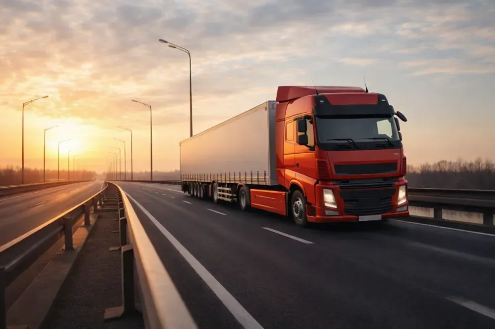 Primer plano de un coche deportivo de color oscuro con franjas rojas brillantes y faros circulares azules resplandecientes en un garaje.