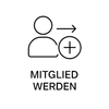Symbol mit einer Person und einem Pluszeichen, beschriftet mit „Mitglied werden“.
