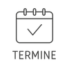 Kalendersymbol mit Häkchen und der Aufschrift „Termine“.