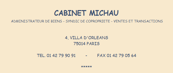 Carte de visite du Cabinet Michau