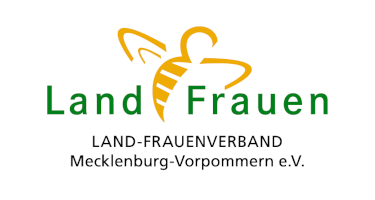 Logo von Land Frauen, einem deutschen Frauenverband. Zeigt eine stilisierte Biene in Gelb über grünem Text.