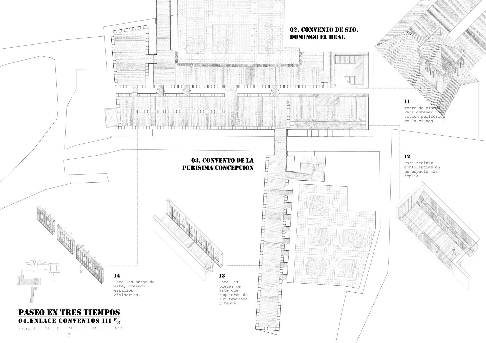 Un dibujo en blanco y negro de un edificio sobre un fondo blanco.