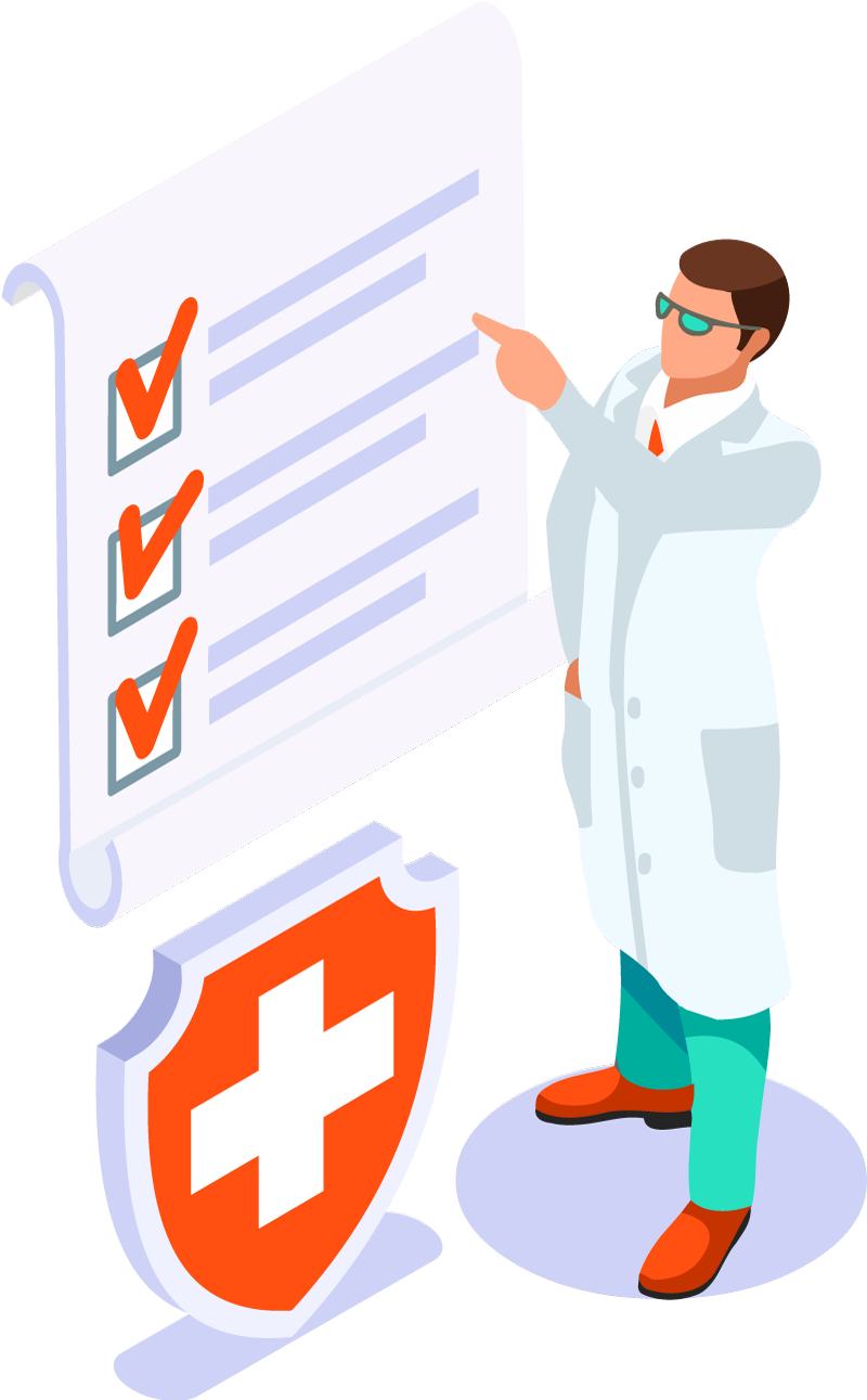 Illustration d'une liste médicale devant un médecin