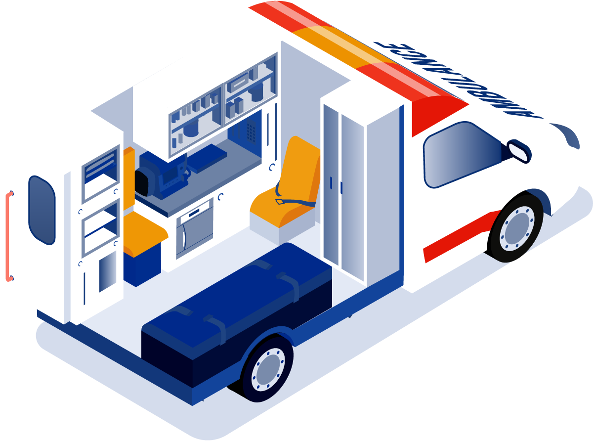 Illustration de l'intérieur d'une ambulance