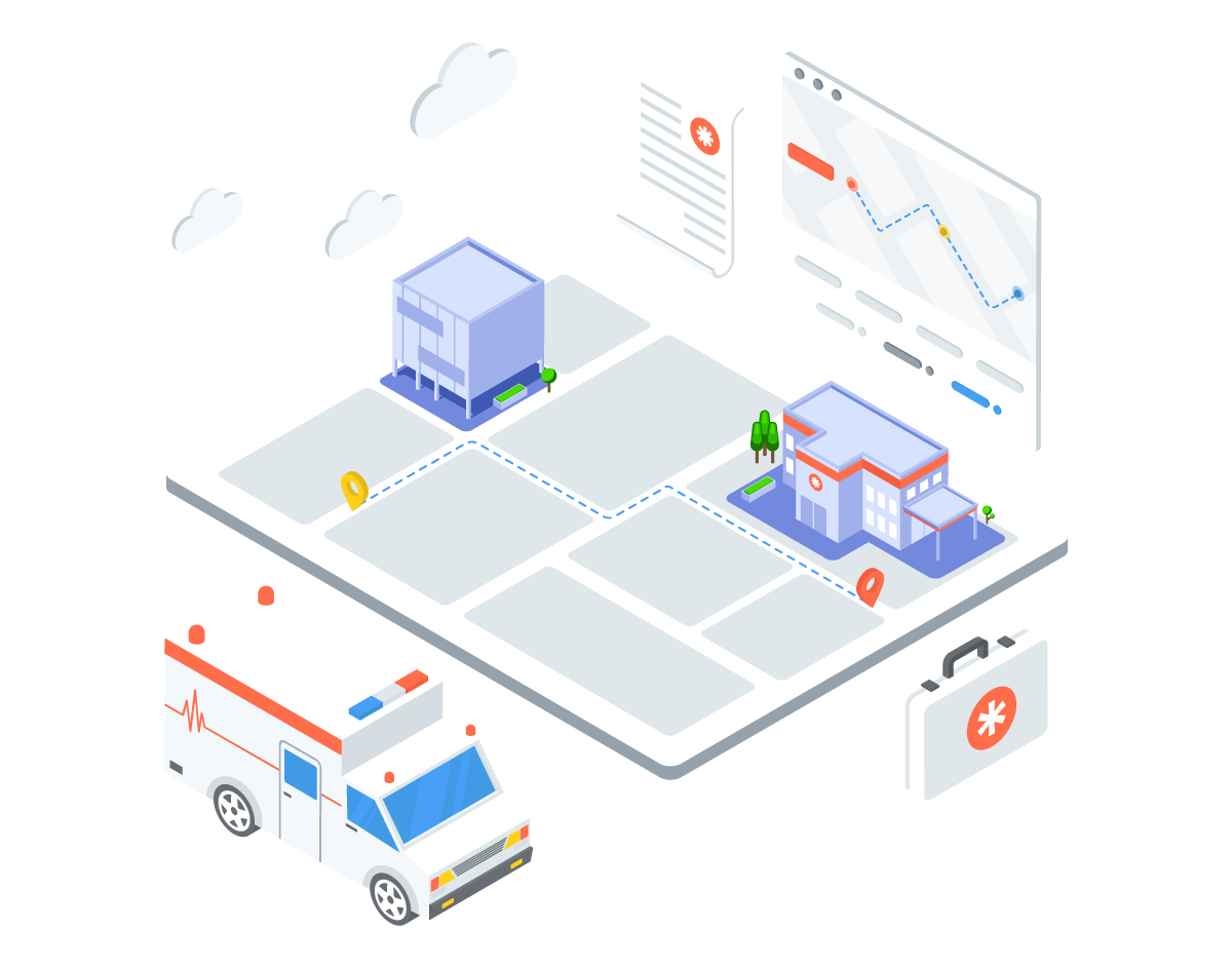 Illustration trajet en ambulance