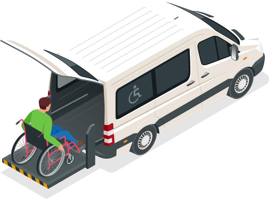Illustration d'un véhicule adapté aux personnes en situation de handicap