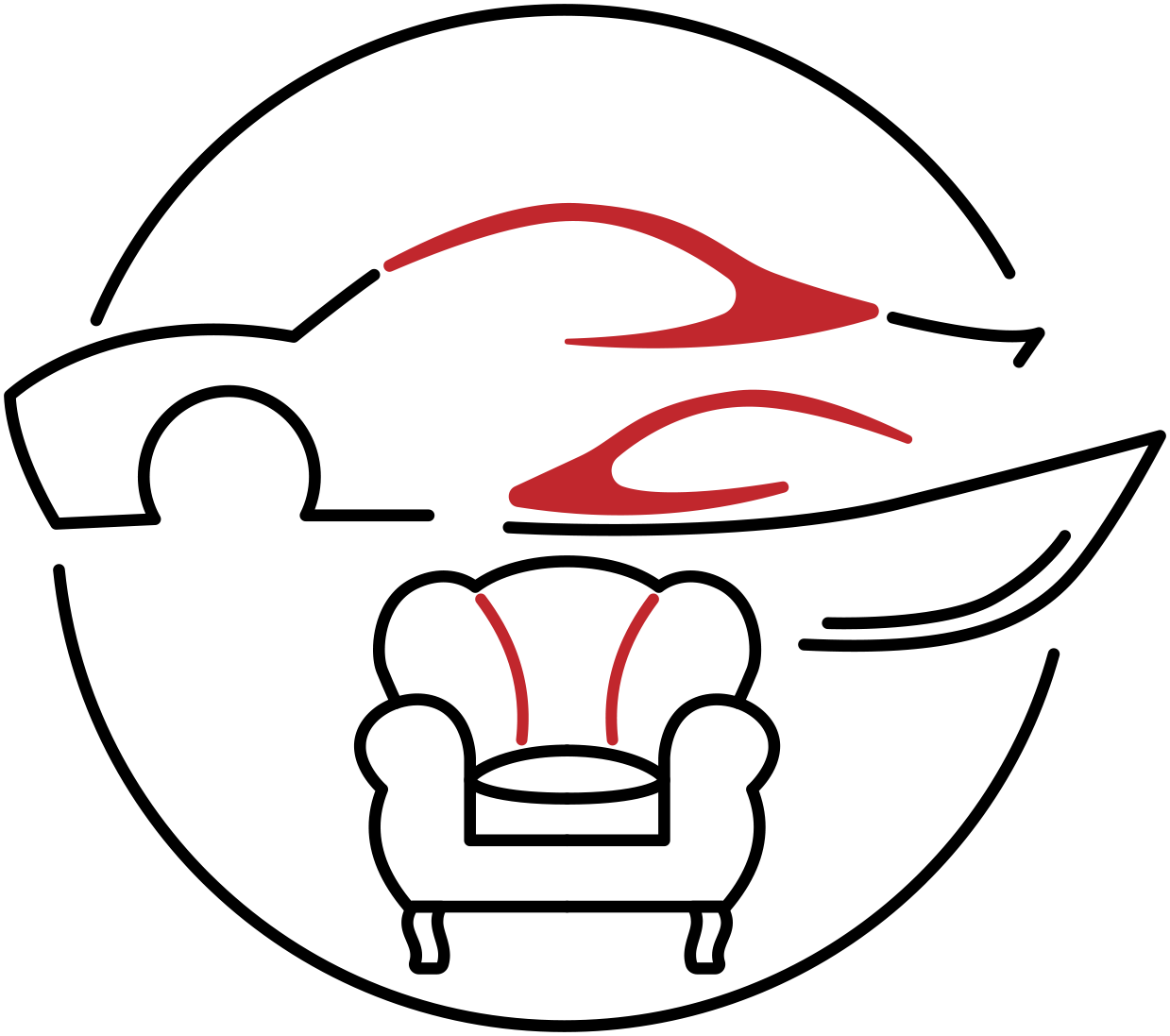 Ein schwarz-weißes Logo für die Sattlerei Manfred Hacker