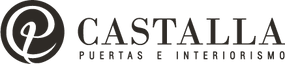 A black and white logo for castalla puertas e interiorismo
