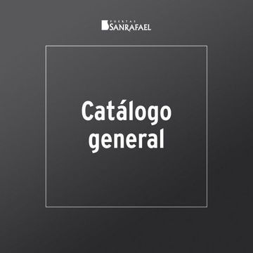 Un fondo negro con texto blanco que dice catálogo general