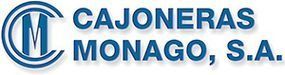A blue and white logo for cajonesas monago s.a.