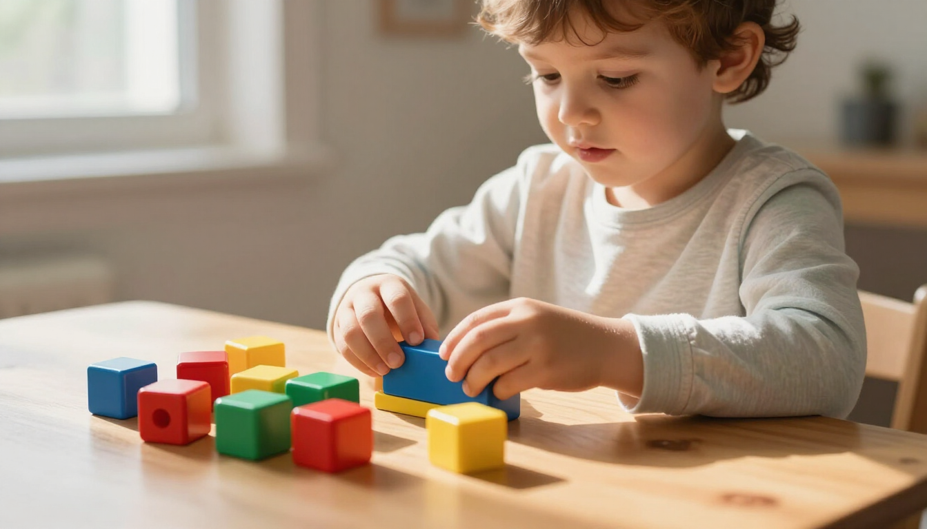 Niño jugando con bloques de colores representando la neurodiversidad