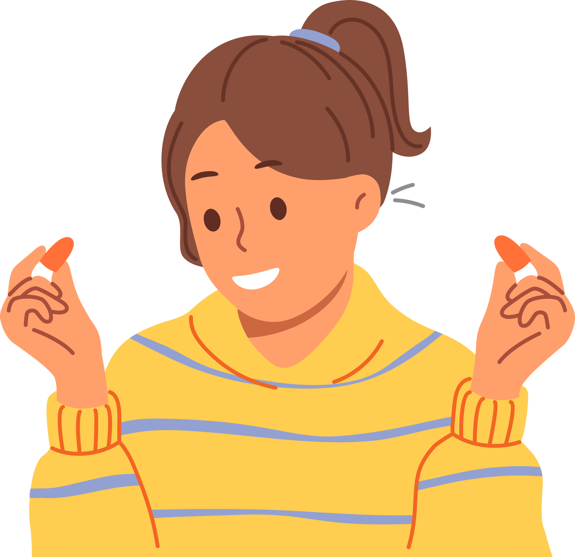 Illustration d'une jeune femme tenant des bouchons d'oreille