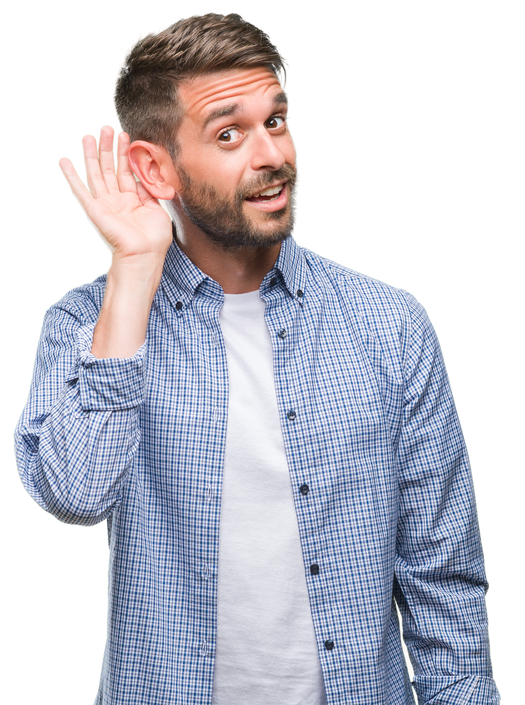 Un homme tendant l'oreille