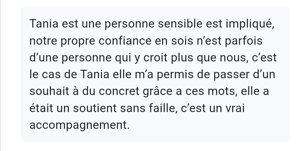 Texte d'un avis de client.