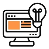 Un monitor de computadora con una bombilla al lado.