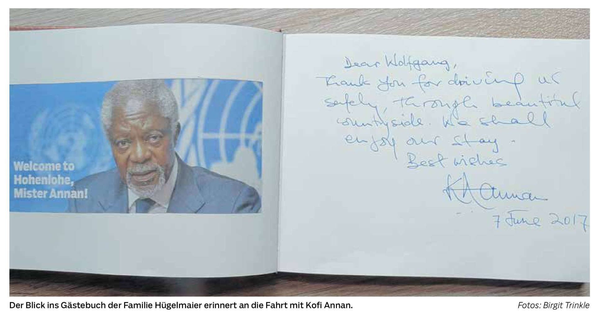 Bericht über Chauffeurfahrt mit Kofi Annan| Hohenloher Zeitung | 14.07.2017