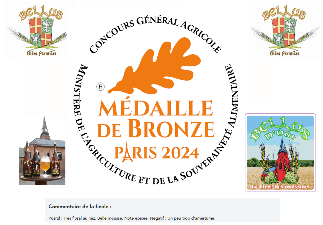 Bellus d'Oût médaille de bronze