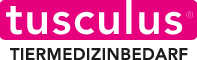 das Logo für Tusculum Tiermedizinbedarf ist rosa und weiß