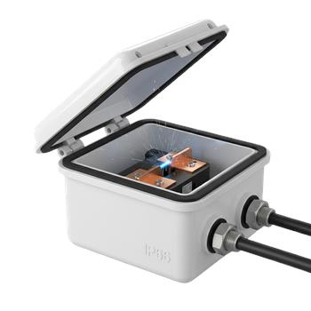 White Ethernet cable coiled on a light beige surface, connectors visible.