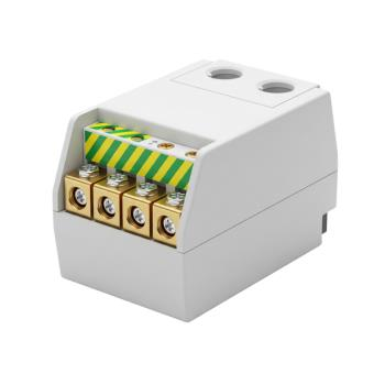 White electrical outlet with two sockets and switches on a neutral wall.