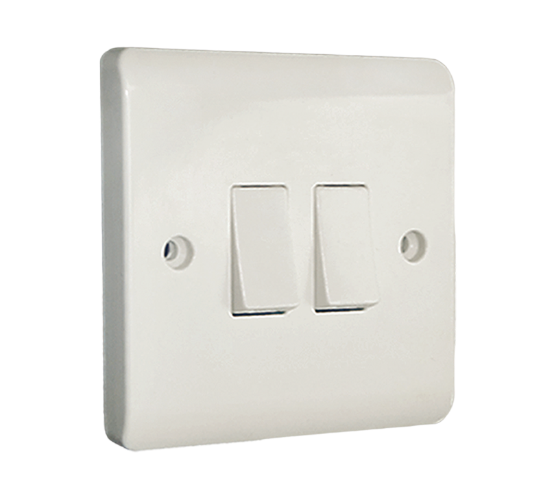 Black smart home control panel with a dial and three icons: house, lightbulb, and power.