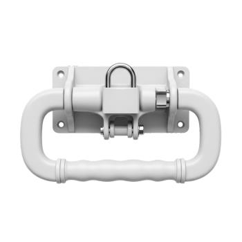 Black square light switch on a beige wall.