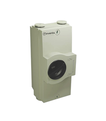 Black smart home control panel with a dial and three icons: house, lightbulb, and power.