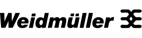 Weidmüller logo: Black text and abstract symbol on white background.