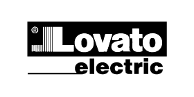 Lovato Electric logo, a black rectangle with white text and lines.