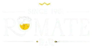 Un logotipo para un bar con un vaso de cerveza y una abeja.