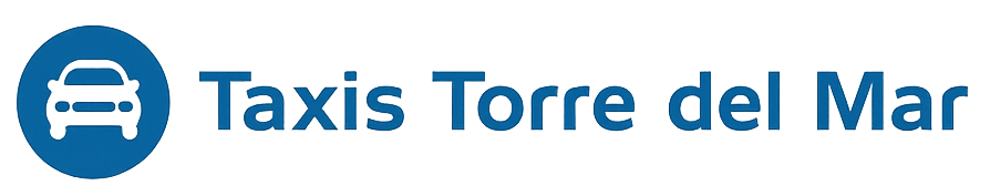 Un icono circular azul con el s&iacute;mbolo de un coche blanco, seguido del texto azul "Taxis Torre del Mar".
