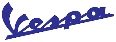 Un logotipo de vespa azul sobre un fondo blanco