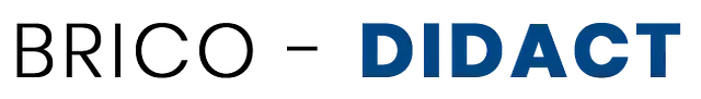 Un logotipo azul y negro para brico-didact