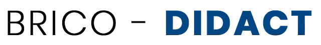 Un logotipo azul y negro para brico-didact