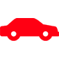 Un icono de coche rojo sobre un fondo blanco.