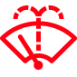 Un icono de limpiaparabrisas rojo sobre un fondo blanco.