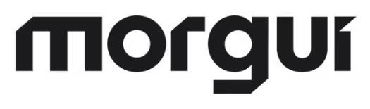 Logotipo "morgui" en minúsculas negras sobre fondo blanco