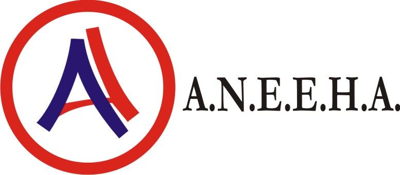 Logotipo de ANEEHA con un círculo rojo y una “A” estilizada en azul y rojo sobre un fondo blanco.